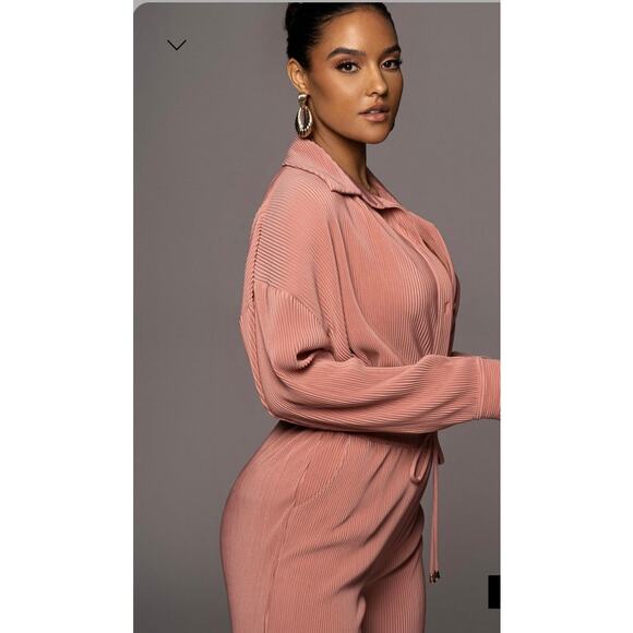 JLUXLABEL Pink Button Down‎ Top Large Striped Relaxed Casual - Picture 3 of 10